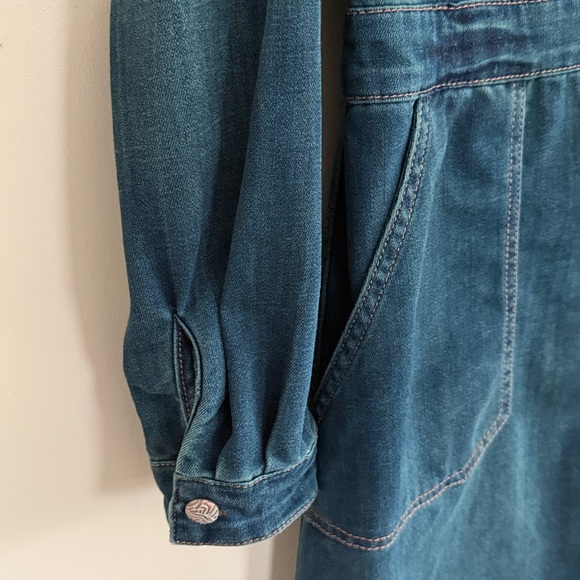 Denim Shirtdress by CREAM (Denmark) Dark Blue stretch Metal buttons knee length - Picture 7 of 12